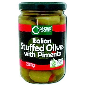 Italian Stuffed Olives with Pimento 280g - Absolute Organic